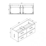 PLYWOOD 1800 LIGHT OAK WALL HUNG VANITY (DOUBLE BASIN) WITH POLYMARBLE TOP