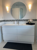 PLYWOOD POLO 1500 WHITE FLOOR STANDING VANITY (SINGLE BASIN) WITH CERAMIC TOP