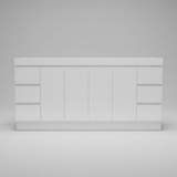 PLYWOOD MADRID 1500 WHITE FLOOR STANDING VANITY (DOUBLE BASIN) WITH CERAMIC TOP