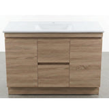PLYWOOD 1200 LIGHT OAK FLOOR STANDING VANITY 2 DRAWERS 2 DOORS (SINGLE BASIN) WITH CERAMIC TOP