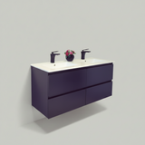 PLYWOOD NELSON 1200 DARK OAK WALL HUNG VANITY (DOUBLE BASIN) WITH CERAMIC TOP