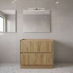 PLYWOOD 900 WALNUT FLUTED FLOOR STANDING VANITY - BASE ONLY