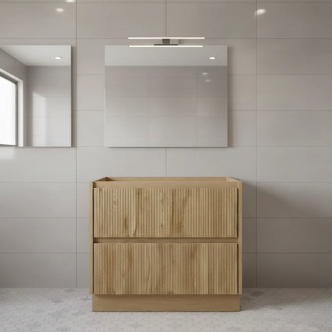 PLYWOOD 750 WALNUT FLUTED FLOOR STANDING VANITY - BASE ONLY