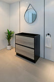 PLYWOOD POLO 1000 BLACK AND LIGHT OAK FLOOR STANDING VANITY - BASE ONLY