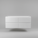 PLYWOOD 1200 MATTE WHITE FLUTED WALL HUNG VANITY (DOUBLE BASIN) - BASE ONLY