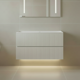 PLYWOOD 600 MATTE WHITE FLUTED WALL HUNG VANITY - BASE ONLY
