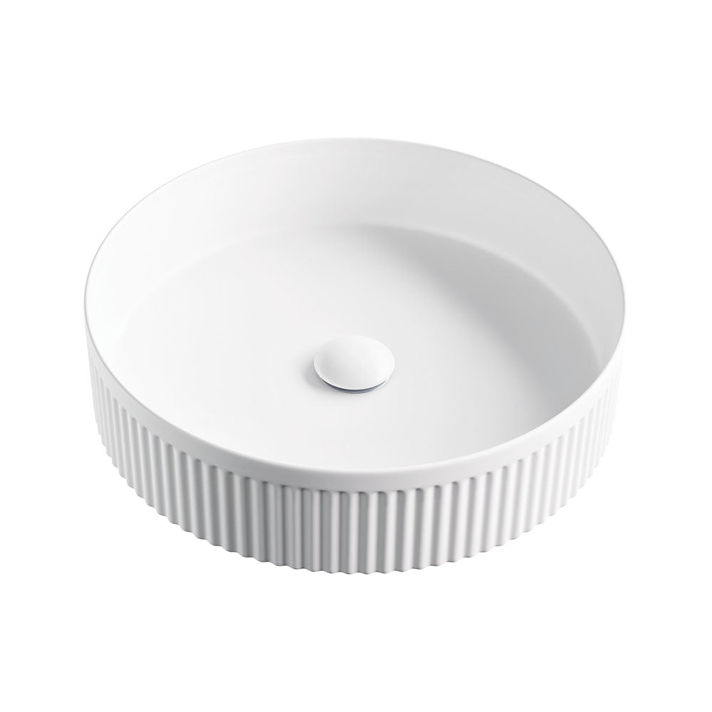 GLOSS WHITE FLUTED 370MM ROUND
