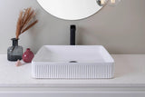 SQUARE FLUTED 370MM GLOSS WHITE BASIN