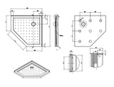 Shower Tray Diamond Corner Waste 900mm