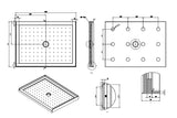 Shower Tray 3-lip Rectangle Centre Waste 900x1200x900mm