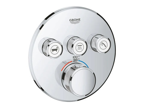 SMART CONTROL THERMOSTATIC MIXER, 3 FUNCTION ROUND CHROME