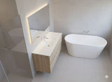 PLYWOOD 1200 NELSON LIGHT OAK WALL HUNG VANITY (SINGLE BASIN) WITH CERAMIC TOP