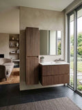 PLYWOOD 600 RIVIERA OAK FLUTED WALL HUNG VANITY WITH CERAMIC TOP