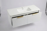 PLYWOOD 1200 WHITE FLUTED 2 DRAWER WALLHUNG VANITY WITH CERAMIC TOP