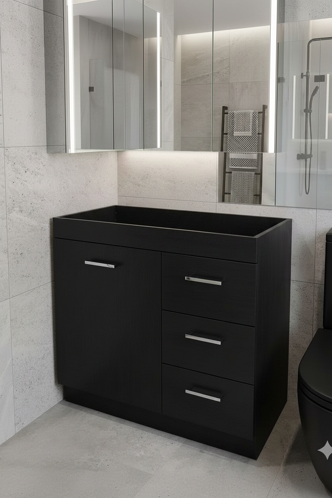 PLYWOOD 750 FLOOR STANDING DARK OAK VANITY - BASE ONLY
