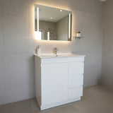 PLYWOOD MADRID 750 WHITE FLOOR STANDING VANITY WITH CERAMIC TOP