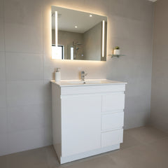 PLYWOOD MADRID 750 WHITE FLOOR STANDING VANITY WITH CERAMIC TOP