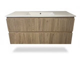 PLYWOOD 1200 WALNUT FLUTED VANITY WALLHUNG WITH CERAMIC TOP