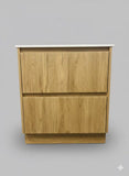 PLYWOOD 600 WALNUT FLUTED FLOOR STANDING VANITY WITH CERAMIC TOP