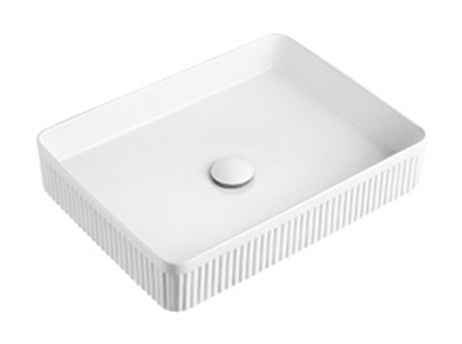 SQUARE FLUTED 500MM GLOSS WHITE BASIN