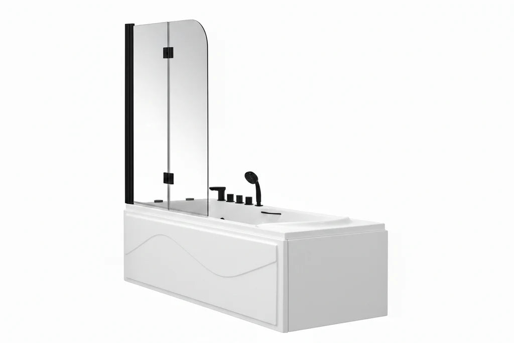 SHOWER OVER BATH SCREEN BLACK - TWO PANELS