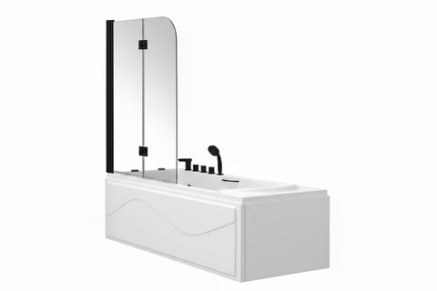 SHOWER OVER BATH SCREEN BLACK - TWO PANELS