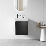 PLYWOOD 400mm PICCOLO WALLHUNG DARK OAK VANITY WITH CERAMIC TOP