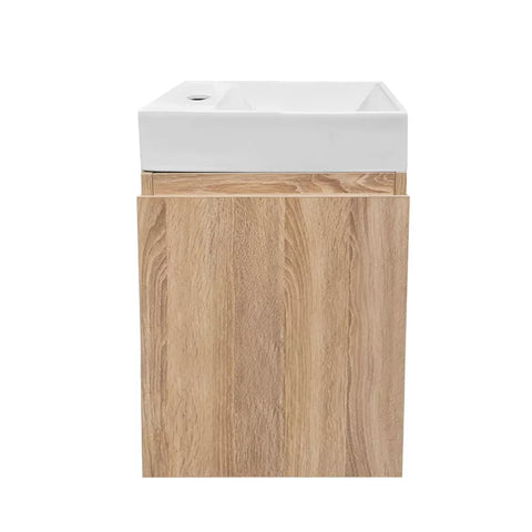 PLYWOOD 400mm PICCOLO WALLHUNG LIGHT OAK VANITY WITH CERAMIC TOP