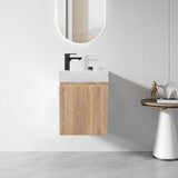 PLYWOOD 400mm PICCOLO WALLHUNG LIGHT OAK VANITY WITH CERAMIC TOP