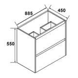 PLYWOOD NELSON 900 LIGHT OAK WALL HUNG VANITY WITH CERAMIC TOP