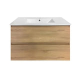PLYWOOD NELSON 750 LIGHT OAK WALL HUNG VANITY WITH CERAMIC TOP