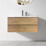 PLYWOOD NELSON LIGHT OAK 800 WALL HUNG VANITY WITH CERAMIC TOP