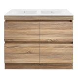 PLYWOOD POLO 1500 LIGHT OAK FLOOR STANDING VANITY (DOUBLE BASIN) WITH CERAMIC TOP