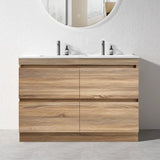 PLYWOOD POLO 1500 LIGHT OAK FLOOR STANDING VANITY (DOUBLE BASIN) WITH CERAMIC TOP