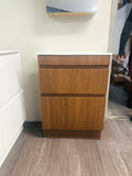PLYWOOD 600 RIVIERA OAK SLIM FLUTED FLOOR STANDING VANITY WITH CERAMIC TOP