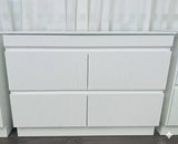 PLYWOOD 1500 MATTE WHITE FLUTED VANITY WITH WHITE GLOSS CERAMIC TOP