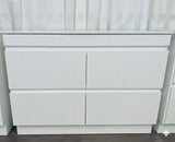 PLYWOOD 1200 MATTE WHITE FLUTED FLOOR STANDING VANITY (SINGLE BASIN) WITH CERAMIC TOP