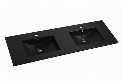 1200MM CERAMIC WAVE TOP  DOUBLE BASIN - BLACK