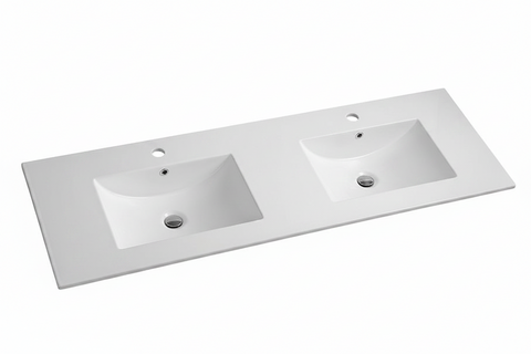 1200 CERAMIC WAVE TOP DOUBLE BOWL MATTE WHITE