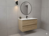 PLYWOOD NELSON 1000 LIGHT OAK WALL HUNG VANITY WITH CERAMIC TOP