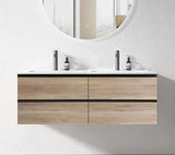 PLYWOOD 1500 BLACK AND LIGHT OAK WALL HUNG VANITY (DOUBLE BASIN)