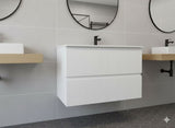 PLYWOOD 900 MATTE WHITE FLUTED WALL HUNG VANITY WITH CERAMIC TOP