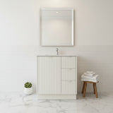 FLUTED WHITE HERITAGE 750 VANITY 1 DOOR 3 DRAWER - BASE ONLY