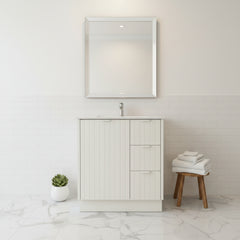 FLUTED WHITE HERITAGE 750 VANITY 1 DOOR 3 DRAWER