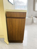 PLYWOOD 400mm EMMA FLUTED RIVIERA OAK FREESTANDING VANITY WITH CERAMIC TOP