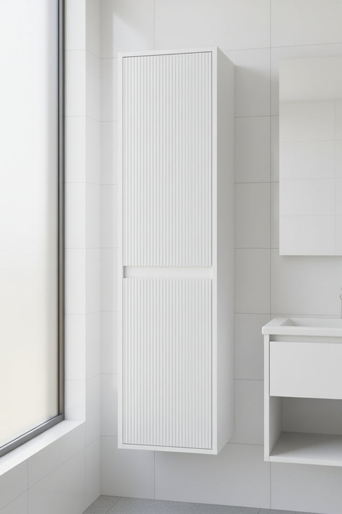 TALL CABINET 1600 MATT WHITE FLUTED