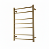 HEATED TOWEL RAIL - BRUSHED GOLD 600MM WIDE (7-BAR)