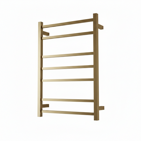HEATED TOWEL RAIL - BRUSHED GOLD 600MM WIDE (7-BAR)