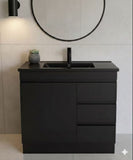 PLYWOOD 750 VANITY FLOOR STANDING WITH BLACK CERAMIC TOP