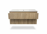 PLYWOOD 1200 WALNUT FLUTED VANITY WALLHUNG WITH CERAMIC TOP